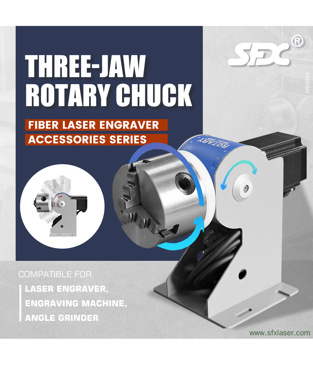 SFX D69 D80 D100 D125 Three-Jaw Rotary Chuck Rotary Axis for Fiber Laser Marking Machine SFX D69 D80 D100 D125 Three-Jaw Rotary Chuck Rotary Axis for Fiber Laser Marking Machine